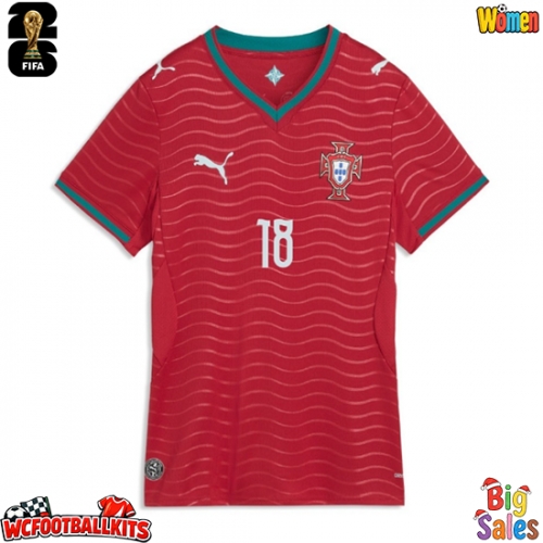 Portugal Pedro Neto #18 Replica Home Stadium Shirt for Women World Cup 2026 Short Sleeve